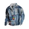 Coletes 3D transfronteiriços de outono de 2023 populares impressão digital 3D gola Denim ocidental fivela masculina coletes polo