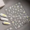 Adesivos de Arte de Unha com Flores Brancas Pequenas Mostram Pele Branca Lótus Branco Elegante Margarida Fresca Unha DIY Adesivo de Decoração de Câmera
