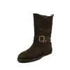 Botines casuales para mujer estilo coreano con hebilla de cinturón, punta redonda, botines cortos de moda, nueva colección otoño/invierno, piel genuina