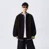 Moletom com capuz e gola alta meia-altura estilo rua americano Hanlu para homens, coleção de outono, textura pesada, jaqueta moletom color block