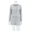 Cárdigan Nuevo Transfronterizo Europeo y Americano de Manga Larga y Shorts Ropa de Casa Otoño para Mujer Pijama de Punto Suave Cómodo para Usar por Encima