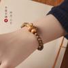 Lindo y Lindo Dibujo Animado Curativo Oveja Pequeña Rosario de Madera Pulsera de Círculo Único para Hombres y Mujeres Modelo de Pareja Sándalo