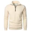 Moletom casual com meio zíper e gola alta, transfronteiriço, moderno, estiloso, simples, para o dia a dia, folgado, plus size, pulôver masculino de fleece