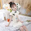 Nuevo Cheongsam de Manga Corta de Verano Cheongsam Chino Mejorado para Bebé Vestido Étnico Infantil