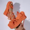 Sandalias de verano con tiras cruzadas para comercio electrónico transfronterizo, talla grande 2026 nuevo modelo, sandalias de cuña de suela gruesa de comercio exterior europeas y americanas para mujer