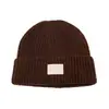 Gorro de tricô com etiqueta de couro simples estilo coreano para mulheres, outono e inverno, circunferência da cabeça grande, listra vertical, gorro com punho, chapéu de lã versátil para homens