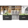 Combinación de Macetero de Acero Inoxidable Asiento Exterior Divisor Canaleta para Flores Patio Balcón Oficina de Ventas Banco de Calle Patio Exterior