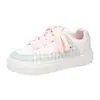 Zapatos de mujer con diseño bordado de bloques de color juvenil, zapatillas de caña baja estilo universitario coreano, zapatos planos cómodos y duraderos para combinar con faldas.