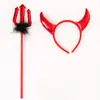 Faixa de Cabeça com Chifres de Halloween Conjunto de Tridente Faixa de Cabeça de Diabo Vermelho Adereços para Show de Máscaras Infantil e Adulto
