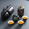 Taza Express de Cerámica Portátil Una Olla Tres Tazas Juego de Té de Viaje Tetera de Mano Taza de Té Juego Pequeño Regalos Clásicos