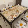 Couro Sintético com Textura Anti-Escaldante Luxo Leve Estilo Boêmio Toalha de Mesa para Mesa de Centro Toalha de Mesa para Mesa de Jantar Europeia Capa de Mesa Lavável Impermeável à Prova de Óleo