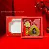 Nuevo Colgante de Hoja de Bodhi de Buda Zodiacal Oro Puro 999 12 Signos del Zodiaco Pegatinas para Teléfono Móvil Set de Caja de Regalo Venta al por Mayor