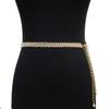 Cinturón Europeo y Americano Transfronterizo para Mujer Cinturón Casual Decorativo de Cadena Metálica Delgada para la Cintura Cinturón de Diamantes Incrustados con Pedrería con Falda
