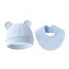2024 Novo Conjunto de Chapéu de Bebê e Babador para Saliva Chapéu com Capuz de Orelha para Recém-Nascido Babador de Algodão Puro Chapéu Fetal