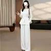 2026 Europa Sudeste Asiático Transfronteiriço Novo Cor Sólida Manga Longa Amarrar Top Cintura Alta Moda Casual Conjunto Mulheres Atacado