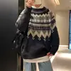 Suéter de Natal Fair Isle para Homens, Estilo Retro Japonês, Marca Trendy Vintage Grossa Roupa Íntima, Malharia de Inverno Atacado