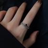 Anillo de trigo de plata esterlina s925 para mujer, con circonita negra y un solo diamante, anillo de dedo con boca viva, anillo ligero de lujo para el verano.