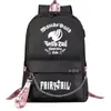 Mochila escolar USB de dibujos animados transfronteriza de cola de hadas para jóvenes de primaria y secundaria, mochila casual con cinta para hombres y mujeres