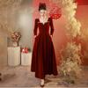 Vestido para Brindis de Boda, Bata de Mañana Nupcial, Nuevo Estilo 2026 Vestido de Compromiso Borgoña, Se Puede Usar Casual, Vestido Largo de Noche para Boda