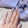 Esmalte de Uñas Postizas de Color Sólido Usable Longitud Media Manicura Europea Cuadrada Removible Calcomanías de Uñas Escarchadas