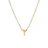 Collar con colgante pequeño de moda 26 letras inglesas acero de titanio oro de 18k cadena de clavícula simple versátil sin decoloración venta al por mayor