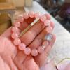 Pulseira de Cristal Rosa Natural Feminina Pedra Hibisco Cristal Rosa Cavalo Água Marinha Pulseira Doce e Fresca Pulseira Feminina Presentes para Namoradas