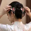 Nuevo pasador de pelo de borla con forma de gota de agua de loto cloisonné chino para mujer, pasador lateral de estilo antiguo, para combinar con qipao y Hanfu, accesorios para el cabello