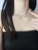 Corrente de Pescoço Borboleta Azul Super Fada Fresca Alto Padrão Completa de Diamante Arco Franja Puxável Colar Nicho Strass Corrente de Clavícula