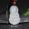 Marca de Suprimento ao Vivo Pingente Novo de Calcedônia Branca Natural Brasileira Transparente Gelo Pingente de Buda Guanyin Evento de Ranking Venda Presente
