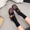 Zapatos Mary Jane Retro Franceses de Cuero con Velcro de Tacón Bajo para Mujer Moda Verano Nuevo Punta Cuadrada Suela Suave Boca Baja Zapatos Individuales