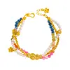 El pulsera de perlas de la fortuna chapada en oro de colores con diseño original de Puzuo es exquisita y lujosa, un regalo perfecto para una novia