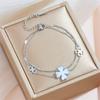 Pulsera de Trébol de Cuatro Hojas de Doble Capa sin Color Pulsera de Concha Acero de Titanio Conservación del Color en Horno Hierba de la Suerte Joyería de Lujo Ligero para Mujeres