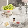 Plato de Frutas con Forma de Pétalo con Borde Plateado para Hogar Sala de Estar Mesa de Café Gran Capacidad Transparente Plato para Snacks Dulces Frutas Plato con Patas Altas Plato Drenante