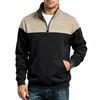 Chaqueta Pesada de Forro Polar Estilo Americano para Hombre Otoño e Invierno 2026, Corte Holgado, Jacquard con Bloques de Color, Cremallera, Cuello Alto, Sudadera Sencilla