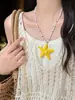 Colar de estrela-do-mar estilo férias na praia, moderno, doce, fresco, perfeito para fotos de viagem, corrente de clavícula requintada e sofisticada