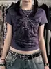 Novos Tops de Verão Y2K com Estampa Roxa da Amazon, Ins, Moda Tendência Europeia e Americana, Transfronteiriços, Slim Fit para Mulheres, Atacado