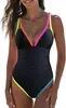 Novo Maiô Peça Única 2027, Cor Sólida com Design Color Block, Secagem Rápida, Sexy, Roupa de Banho Transfronteiriça para Mulheres para Comércio Exterior Europeu e Americano da Amazon
