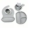 Conjunto de Alimentação Infantil de Silicone, Babador de Silicone para Bebê, Tigela, Garfo, Colher, Copo de Água, Conjunto de Louça de Silicone para Bebê, Personalizado