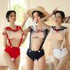 Atuendo Sexy y Atractivo de Estudiante, Uniforme de No-Retirar, Conjunto de Lencería Transparente para Role-Playing