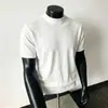 Suéter de Manga Corta con Cuello Medio Alto para Hombre Moda de Verano Silueta de Cuello Medio Versátil de Punto de Alta Calidad Capa Base