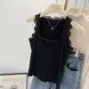 Entrega en una pieza dulce encaje pequeño tirante fino mujer primavera y verano anti-exposición dulce picante top corto chaleco blanco puro