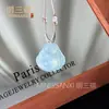Colgante de Calcedonia Azul Hielo Natural Buda Nube Candado Ágata Hebilla de Seguridad Máscara de Zorro Collar de Jade