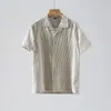 Camisa Chaqueta Holgada de Manga Corta con Cuello Cubano para Hombre 7886