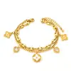 Pulsera de Acero de Titanio Transfronteriza Viento Neutro Estrella Luna Arco Amor Diamante Doble Capa Apilada Nariz de Cerdo Pulsera con Caracteres Japoneses para Mujer