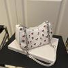 Bolsa de Ombro Estampada Fresca e Artística de Verão Bolsa Feminina Nova 2025 Bolsa Feminina Grande Capacidade Transversal Bolsa Axilar