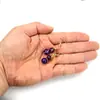 TikTok aretes rectos hechos a mano de cuentas redondas de cristal dorado con alambre de cobre enrollado aretes largos de cristal con cuentas de temperamento E72