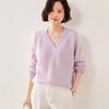 Suéter de Cachemira Cuello en V Sencillo Color Sólido Punto de Lingote Nuevo para Otoño e Invierno para Mujer Suéter de Punto Grueso Estilo Holgado Perezoso
