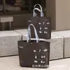 Bolsa Tote Não Tecida Espessa Azul Névoa com Botão de Pressão para Shoppings, Bolsa Tote Promocional com Logo Personalizado Atacado