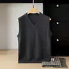 Colete Masculino de Moda 100% Lã Pura Gola V Outono Inverno Novo Cor Sólida Sem Mangas Tricô Colete Suéter
