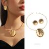Conjunto de Colar e Brincos de Metal Transfronteiriço Europeu e Americano Amor Colar Feminino Luxo Leve Colar Sofisticado Joias Simples de Nicho Atacado